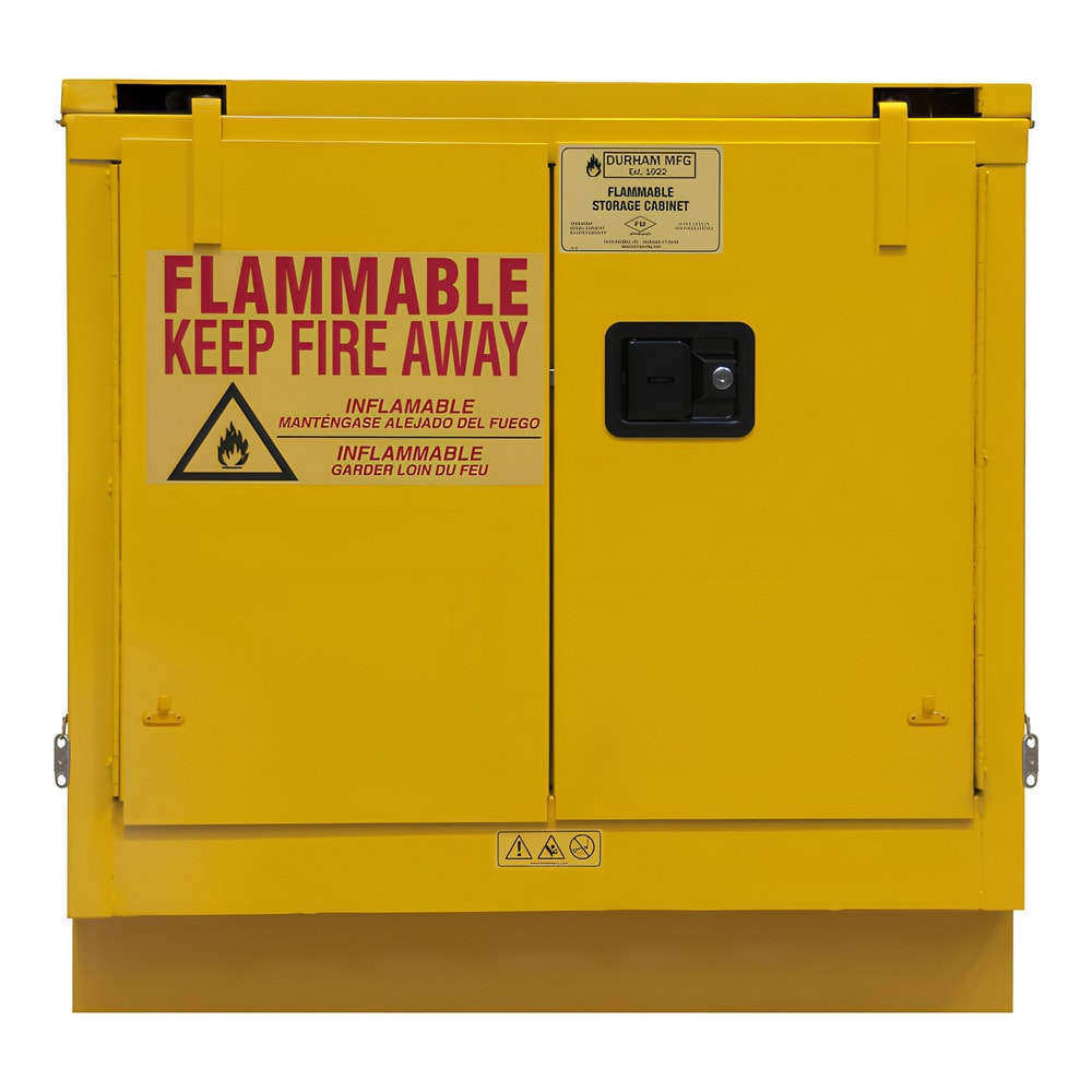 Flammable & Hazardous Storage Cabinets:  22.000 gal Drum, 2.000 Door,  1 Shelf,  Self Closing,  Safety Yellow