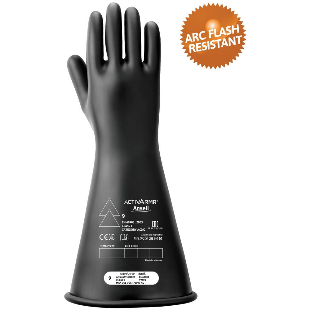 Rubber Linesman Gloves: Activarmr RIG114B, Class 1, Size Medium, 14" Long