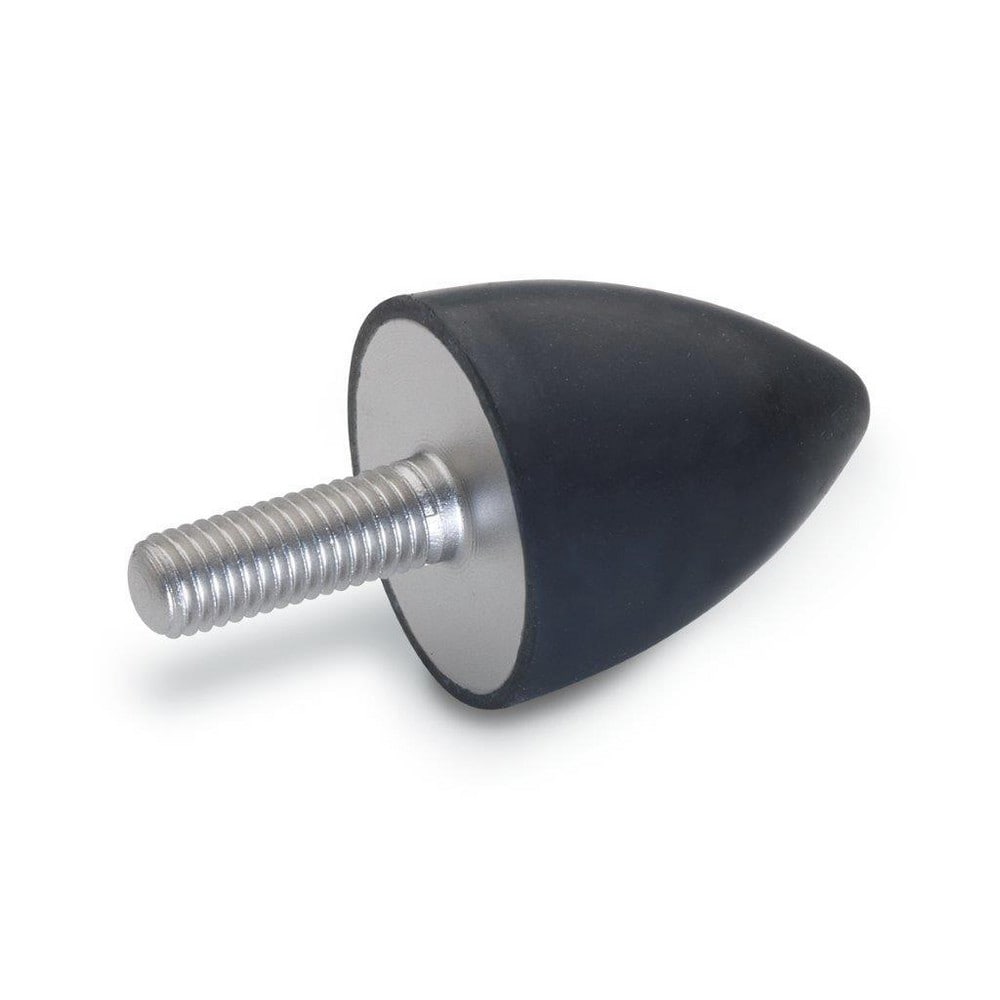 Vibration Isolators; Isolator Type: Plate/Stud; Insert Material: Stainless Steel; Isolator Material: Natural Rubber; Maximum Load Capacity: 97.86 N; Top Diameter: 19.00; Thread Size: 1/4-20; Overall Width: 19 mm