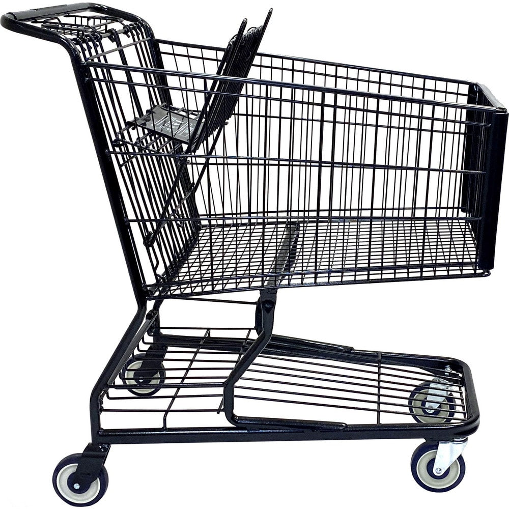 Shopping Cart Utility Cart: 41" Long, 25-45/64" Wide, Metal, 318.000 lb Capacity, Black