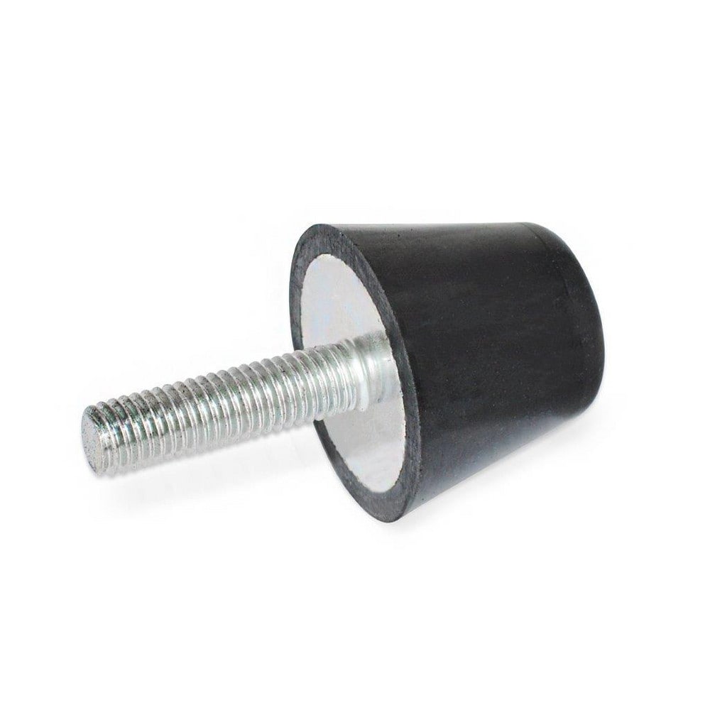 Vibration Isolators; Isolator Type: Plate/Stud; Insert Material: Zinc-Plated Steel; Isolator Material: Perbunan (NBR); Maximum Load Capacity: 110.00 N; Top Diameter: 19.00; Bottom Diameter: 12; Thread Size: M5x0.8; Overall Width: 19 mm