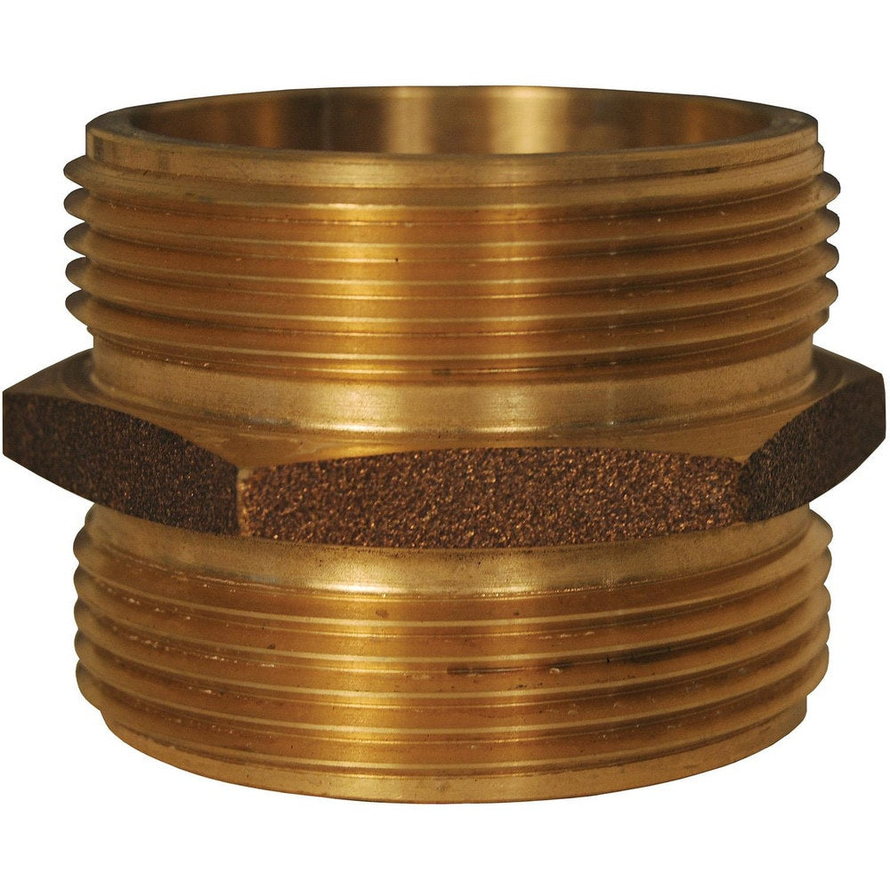 Brass & Chrome Pipe Fittings; Fitting Type: Double Male Hex Nipple; Fitting Size: 2-1/2 x 2-1/2; End Connections: MNPT x MNST; Material Grade: 360; Connection Type: Threaded; Pressure Rating (psi): 175; Fitting Shape: Straight; Thread Standard: NPT, NST