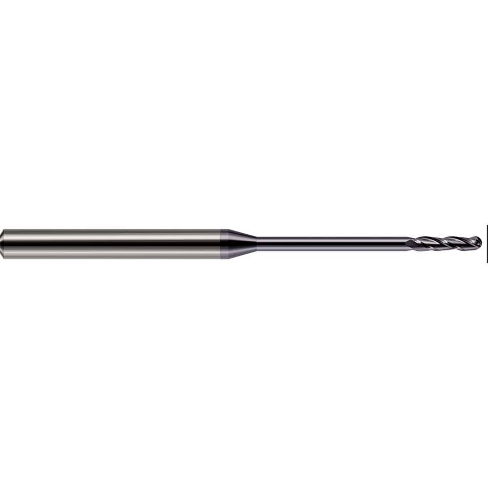 Ball End Mill: 1/32" Dia, 0.1550" LOC, 3 Flute, Solid Carbide