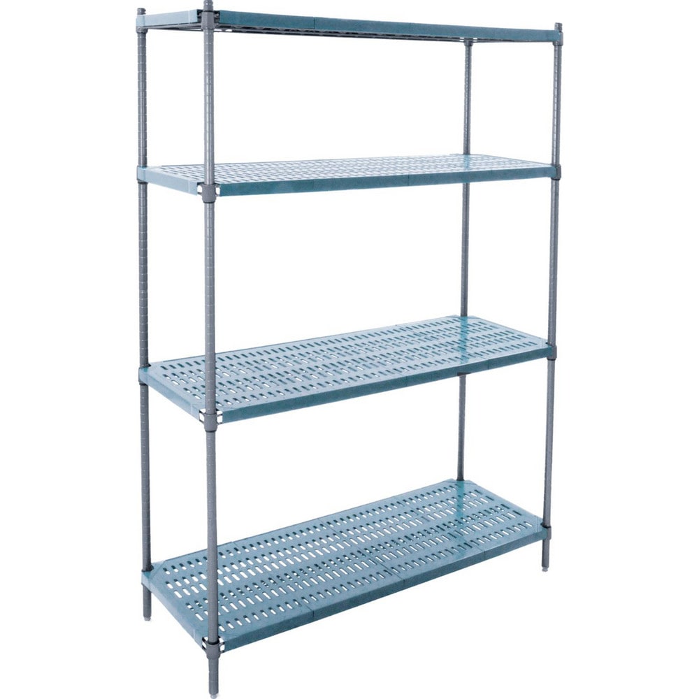 Plastic Shelving; Shelving Type: Free Standing; Shelf Style: Ventilated; Shelf Type: Adjustable; Shelf Capacity: 800; Overall Height: 74 in; Overall Width: 48; Overall Depth: 18 in; Color: Blue