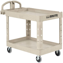 Service Utility Cart: 44" Long, 25-1/4" Wide, Resin, 500 lb Capacity, Beige