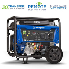 Portable Power Generators; Fuel Type: Gasoline; Starting Method: Electric Start, Recoil, Remote Start; Running Watts: 7.5; Wattage (kW): 9.5; Starting Watts: 9500 W; Run Time Half Load: 11