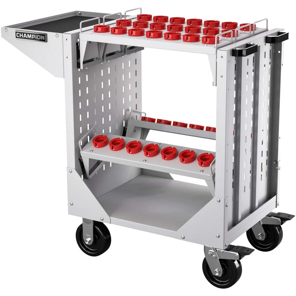 CNC Storage Carts; Style: HSK; Taper Size: HSK40; Tool Type: HSK; Caster Type: Swivel, Fixed; Color: Light Gray; Tool Capacity: 3600; Material: Steel; Load Capacity (Lb.