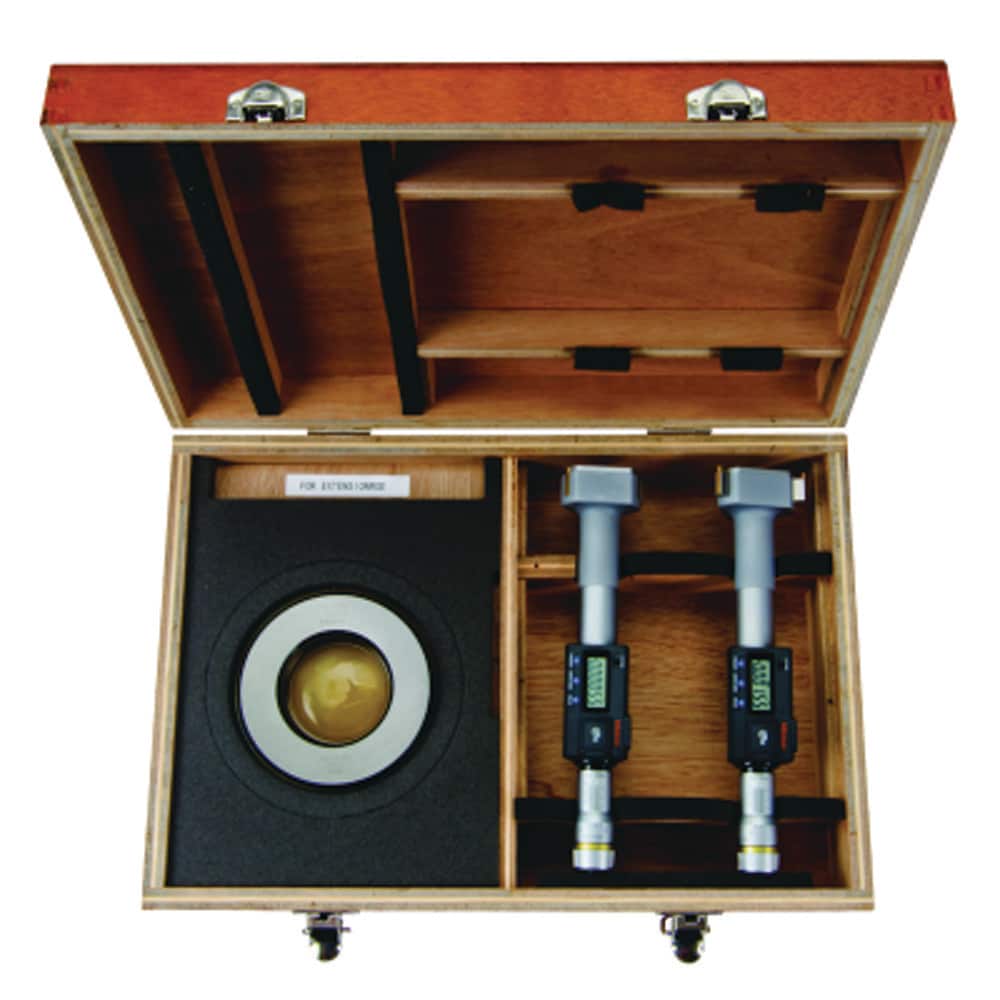 Electronic Inside Micrometer Sets; Set Type: Internal; Minimum Measurement: 2; Maximum Measurement: 76.20; Resolution: 0.0010 mm; Measuring Face Material: Carbide Steel; Rod Type: Solid; Thimble Type: Ratchet Stop; Digital Counter: Yes