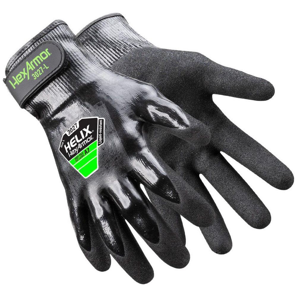 Cut, Puncture & Abrasion-Resistant Gloves: Helix Helix 3027, Size Small, ANSI Cut A7, ANSI Puncture 3, Nitrile, HPPE Blend