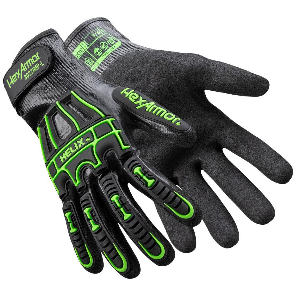 Cut, Puncture & Abrasion-Resistant Gloves: Helix Helix 3027IMP, Size Large, ANSI Cut A7, ANSI Puncture 3, Nitrile, HPPE Blend