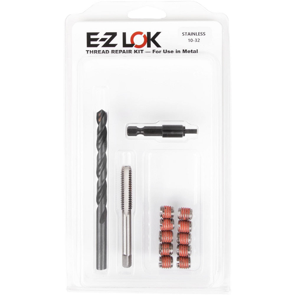 Thread Repair Kits; Kit Type: Thread Repair; Insert Thread Size (Inch): #10-32; Includes Drill: Yes; Includes Tap: Yes; Includes Installation Tool: Yes; Includes Tang Removal Tool: No