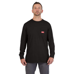 Work Shirt: General Purpose, Long Sleeve, Large, Cotton & Polyester, Black, 1 Pocket