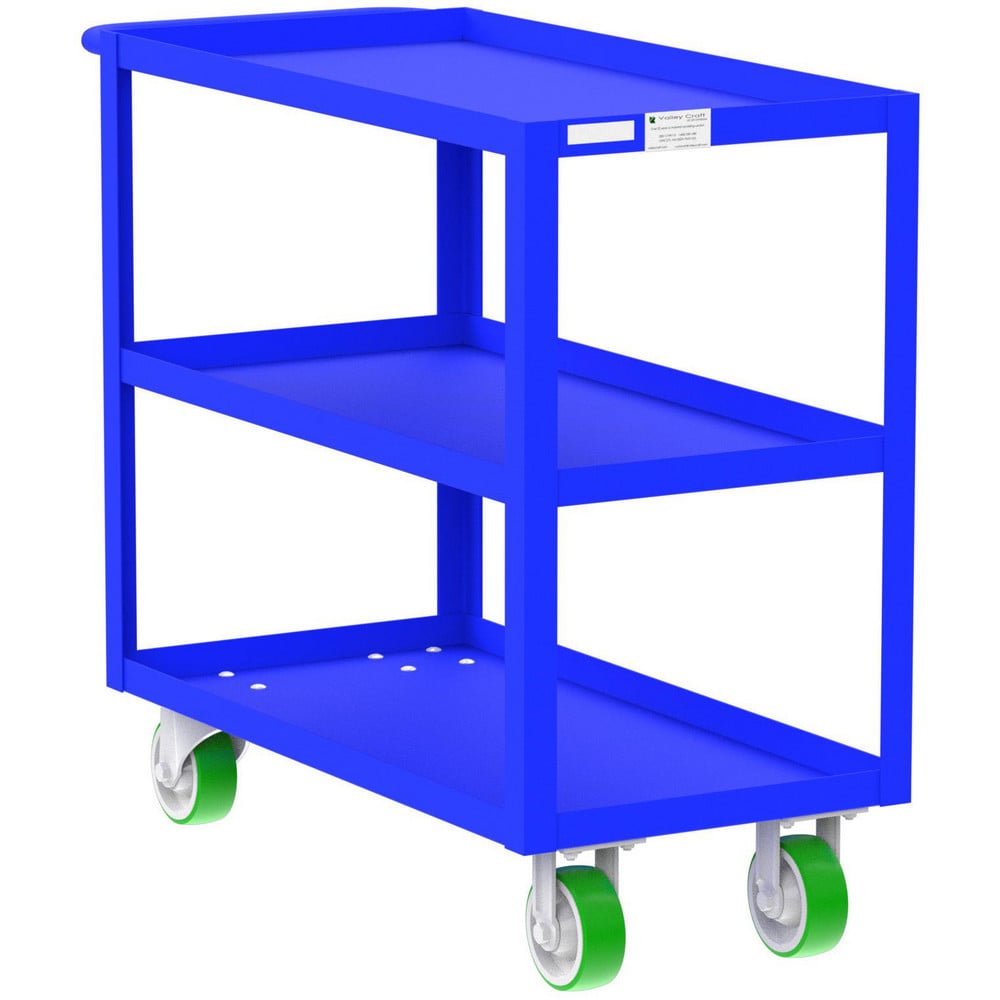 Shelf Utility Cart: 41" Long, 18" Wide, Steel, 2000 lb Capacity, Blue