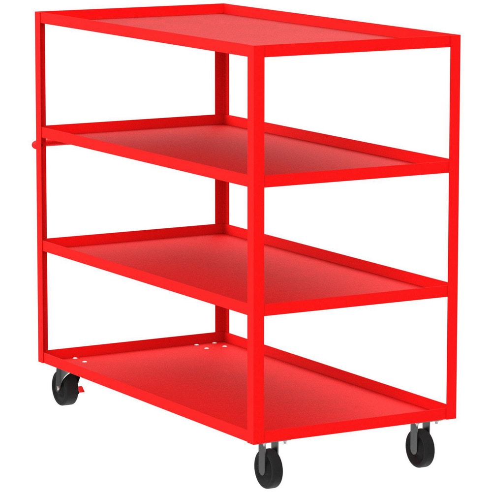 Shelf Utility Cart: 65" Long, 30" Wide, Steel, 3600 lb Capacity, Red