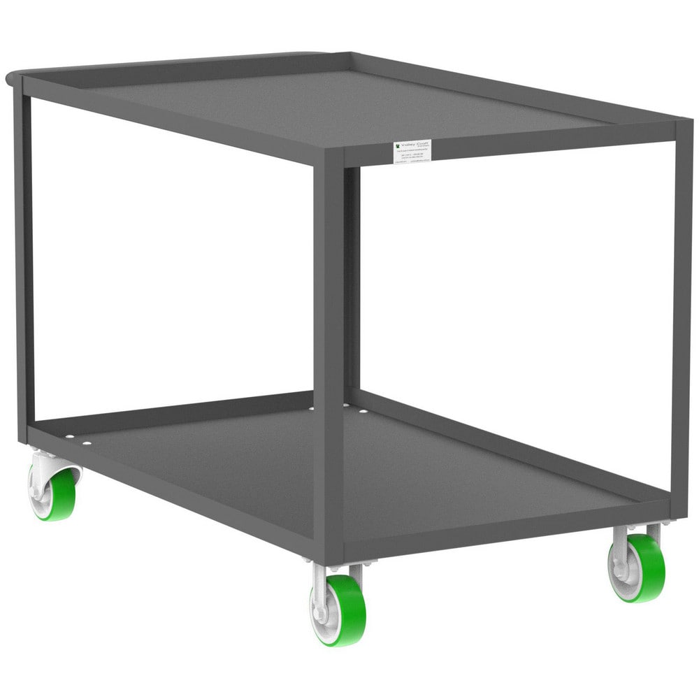 Shelf Utility Cart: 53" Long, 30" Wide, Steel, 2000 lb Capacity, Gray