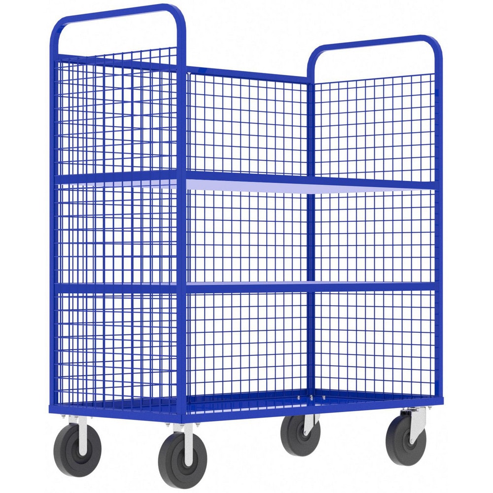 Cage Utility Cart: 57" Long, 30" Wide, Steel, 1600 lb Capacity, Blue