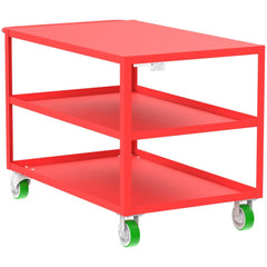 Shelf Utility Cart: 53" Long, 30" Wide, Steel, 2000 lb Capacity, Red