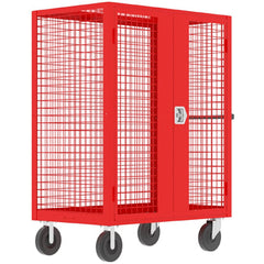 Security Utility Cart: 60" Long, 30" Wide, Steel, 2000 lb Capacity, Red