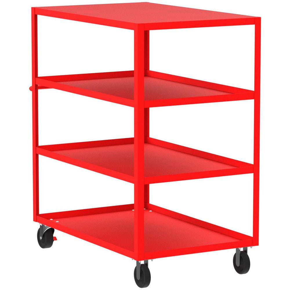 Shelf Utility Cart: 53" Long, 30" Wide, Steel, 3600 lb Capacity, Red