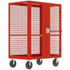 Security Utility Cart: 48" Long, 30" Wide, Steel, 2000 lb Capacity, Red