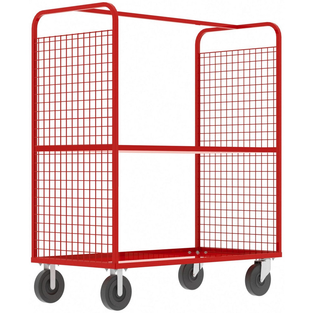 Cage Utility Cart: 57" Long, 30" Wide, Steel, 1600 lb Capacity, Red