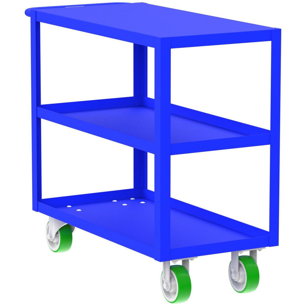 Shelf Utility Cart: 41" Long, 18" Wide, Steel, 2000 lb Capacity, Blue