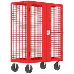 Security Utility Cart: 48" Long, 24" Wide, Steel, 2000 lb Capacity, Red