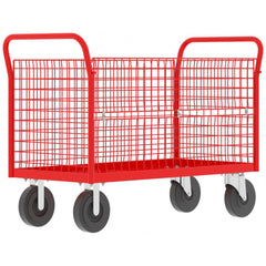 Cage Utility Cart: 52" Long, 24" Wide, Steel, 2000 lb Capacity, Red