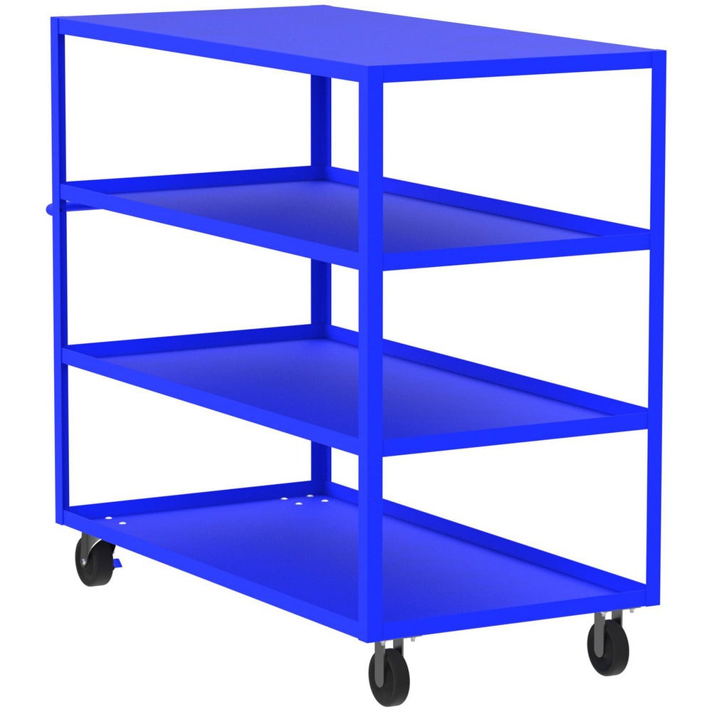 Shelf Utility Cart: 65" Long, 30" Wide, Steel, 3600 lb Capacity, Blue