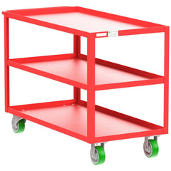 Shelf Utility Cart: 53" Long, 24" Wide, Steel, 2000 lb Capacity, Red