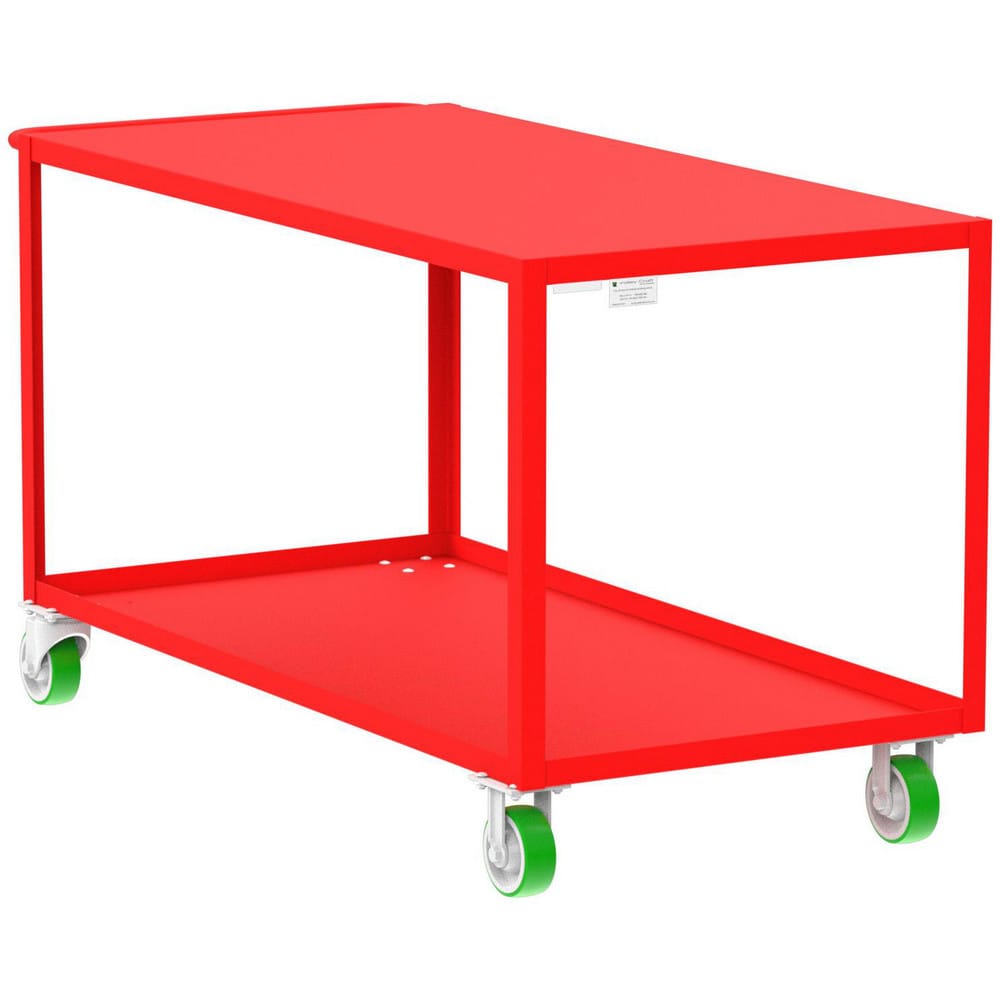 Shelf Utility Cart: 65" Long, 30" Wide, Steel, 2000 lb Capacity, Red