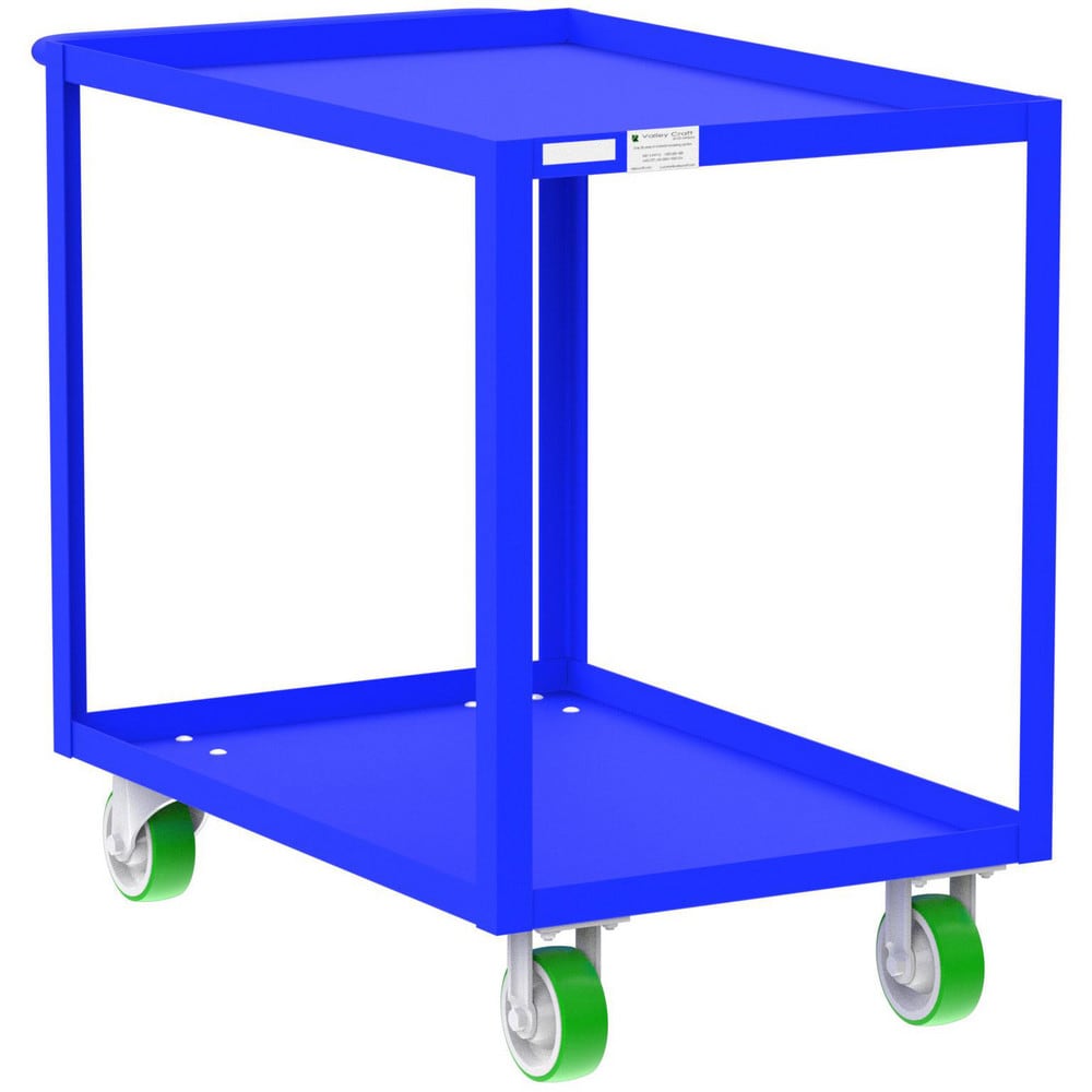 Shelf Utility Cart: 41" Long, 24" Wide, Steel, 2000 lb Capacity, Blue