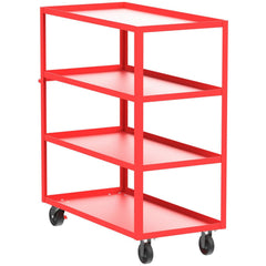 Shelf Utility Cart: 53" Long, 24" Wide, Steel, 3600 lb Capacity, Red