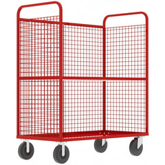 Cage Utility Cart: 57" Long, 30" Wide, Steel, 1600 lb Capacity, Red