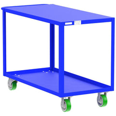 Shelf Utility Cart: 53" Long, 24" Wide, Steel, 2000 lb Capacity, Blue