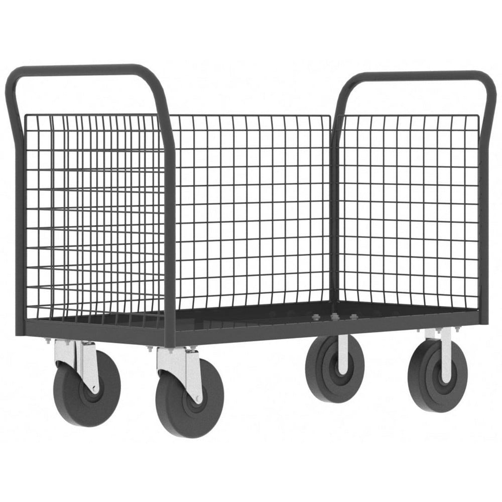 Cage Utility Cart: 52" Long, 24" Wide, Steel, 2000 lb Capacity, Gray