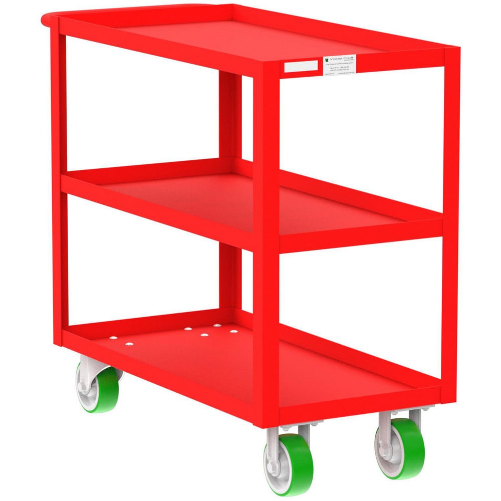 Shelf Utility Cart: 41" Long, 18" Wide, Steel, 2000 lb Capacity, Red