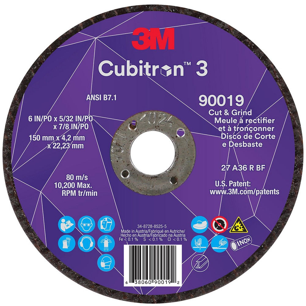 Depressed-Center Wheel: Type 27, 6" Dia, 5/32" Thick, 7/8" Hole, Precision Shaped Ceramic