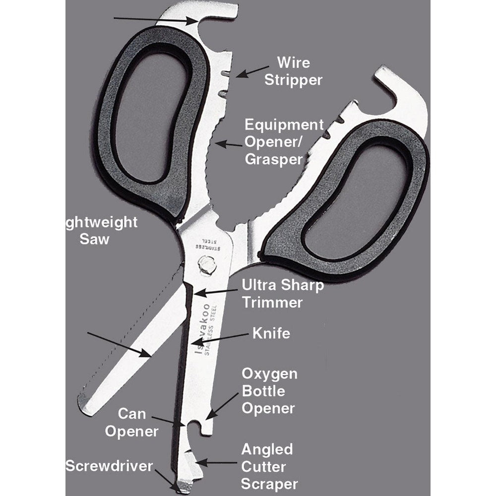 Scissors, Forceps & Tweezers; Product Type: Scissor; Overall Length: 8.00 in; Blade Material: Stainless Steel; Handle Material: Plastic; Tip Shape: Blunt, Pointed, Straight; Blade Style: Straight; Disposable: No; Color: Black