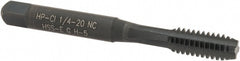 Straight Flute Tap: 1/4-20 UNC, 4 Flute, Modified Bottoming Chamfer, 2B Class of Fit, Powdered Metal, Nitride/Oxide Finish