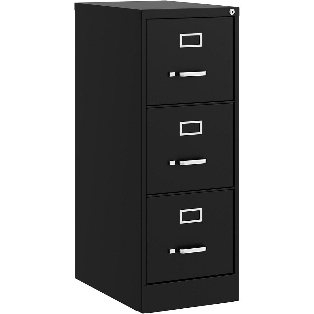 Vertical File Cabinet: 3 Drawer, Steel, Black