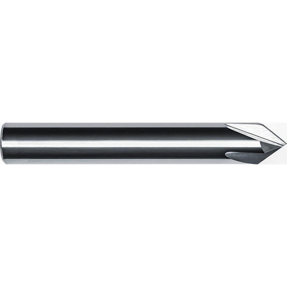 Chamfer Mill: 1/2" Dia, 1/2" Shank Dia, 150.00 deg, 4 Flute, Solid Carbide, Single End