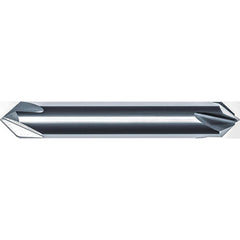 Chamfer Mill: 3/16" Dia, 3/16" Shank Dia, 90.00 deg, 4 Flute, Solid Carbide, Double End