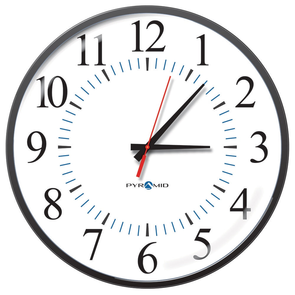 Office Wall Clocks; Clock Type: Dial; Display Type: Analog; Power Source: Electric; Clock Movement Control: Memory Chip; Face Diameter: 17.0000; Face Color: White; Case Color: Black