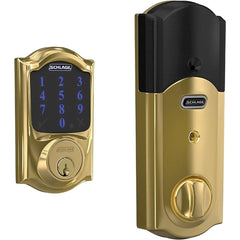 Deadbolts; Deadbolt Type: Deadbolt; Lock Type: Single Cylinder; Key Type: Key Codeable; Mount Type: Surface; Material: Metal; Minimum Door Thickness: 1.375 in; Maximum Door Thickness: 1.75; Finish: Bright Brass