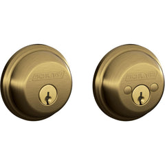 Deadbolts; Deadbolt Type: Deadbolt; Lock Type: Double Cylinder; Key Type: Schlage C; Mount Type: Through Hole; Material: Metal; Minimum Door Thickness: 1.375 in; Maximum Door Thickness: 1.75; Finish: Satin Brass