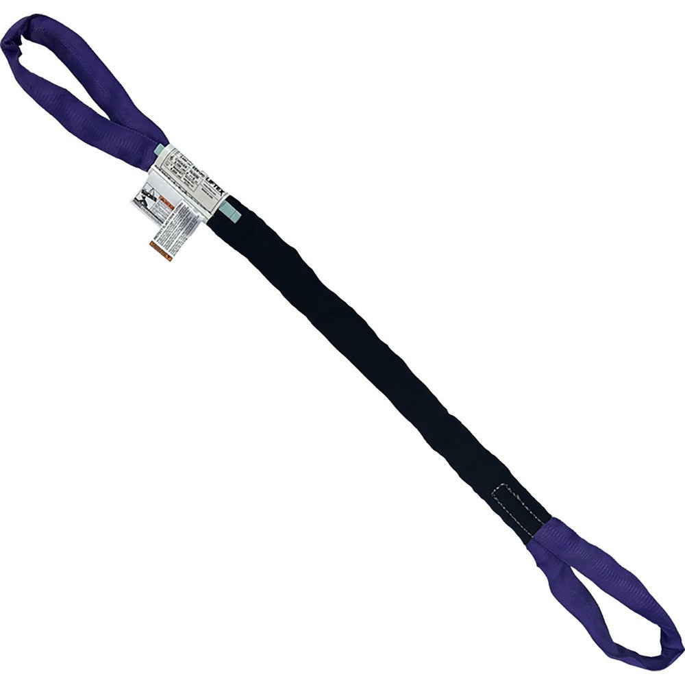 Eye & Eye Round Sling: 3' Long, 2600 lb Vertical Capacity, 2100 lb Choker Capacity