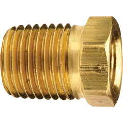 Brass & Chrome Pipe Fittings; Fitting Type: Reducer Bushing Male to Female; Fitting Size: 1/2 x 3/8; End Connections: MNPT x FNPT; Material Grade: CA360; Connection Type: Threaded; Pressure Rating (psi): 1000; Fitting Shape: Straight; Thread Standard: NPT