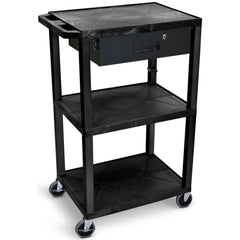 Utility Utility Cart: 18" Long, 24" Wide, Recycled Molded Plastic, 300 lb Capacity, Black