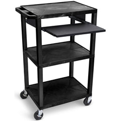 Utility Utility Cart: 18" Long, 24" Wide, Recycled Molded Plastic, 300 lb Capacity, Black